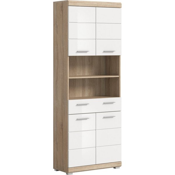 welltime Hochschrank SIENA, Breite 74cm, 4 Türen, 1 Schubkasten, 2 offene Fächer, MDF-Front (TOPSELLER) in verschiedenen Farben erhältlich, Badmöbel, Badschrank