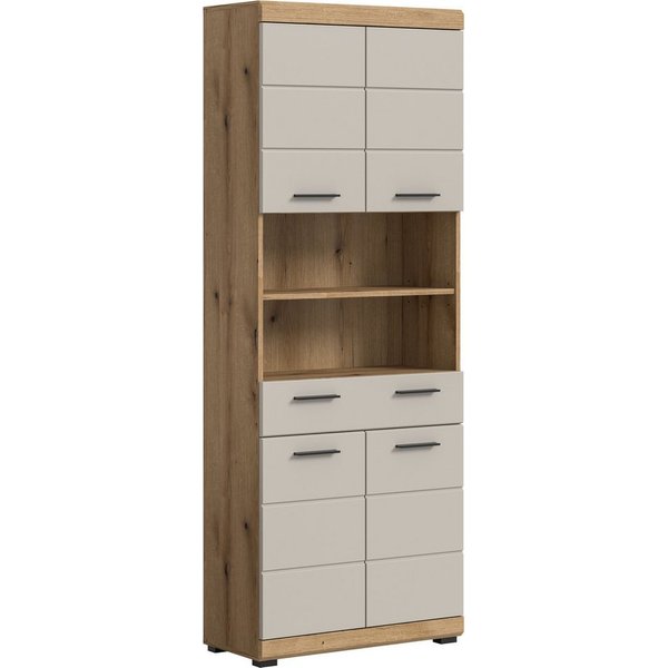 welltime Hochschrank SIENA, Breite 74cm, 4 Türen, 1 Schubkasten, 2 offene Fächer, MDF-Front (TOPSELLER) in verschiedenen Farben erhältlich, Badmöbel, Badschrank