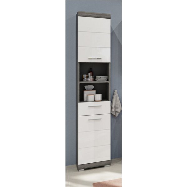 welltime Hochschrank SIENA, Breite 37cm, 2 Tür, 1 Schubkasten, 2 offene Fächer, MDF-Front (1-St., TOPSELLER) in verschiedenen Farben erhältlich, Badmöbel, Badsc