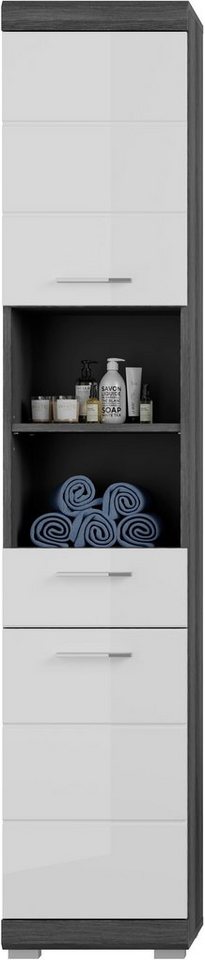 welltime Hochschrank SIENA, Breite 37cm, 2 Tür, 1 Schubkasten, 2 offene Fächer, MDF-Front (1-St., TOPSELLER) in verschiedenen Farben erhältlich, Badmöbel, Badsc – Bild 4 von 5