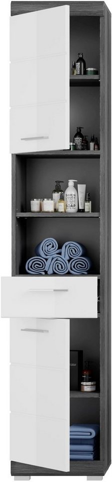 welltime Hochschrank SIENA, Breite 37cm, 2 Tür, 1 Schubkasten, 2 offene Fächer, MDF-Front (1-St., TOPSELLER) in verschiedenen Farben erhältlich, Badmöbel, Badsc – Bild 5 von 5