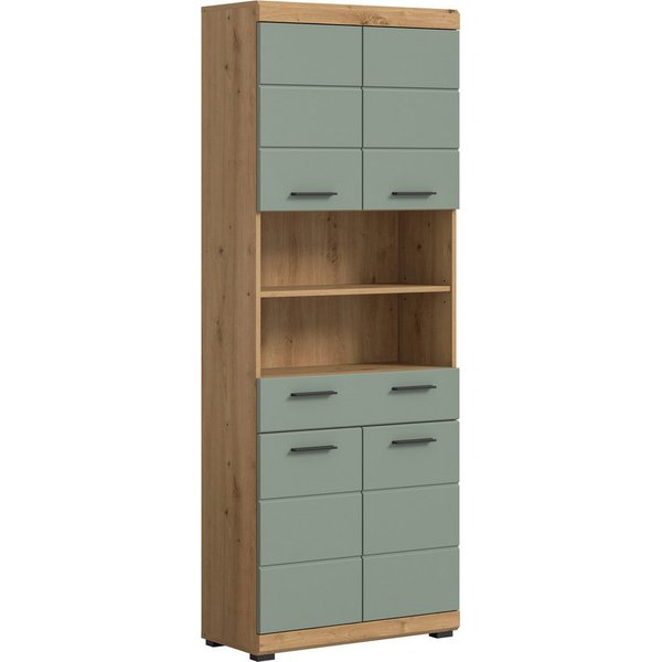 welltime Hochschrank SIENA, Breite 74cm, 4 Türen, 1 Schubkasten, 2 offene Fächer, MDF-Front (TOPSELLER) in verschiedenen Farben erhältlich, Badmöbel, Badschrank