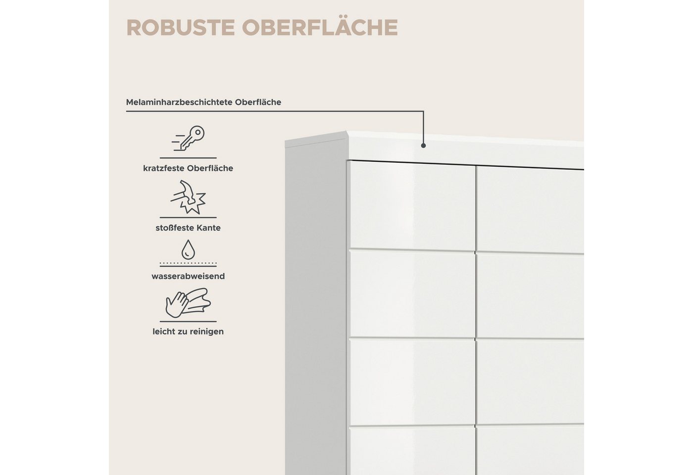 welltime Hochschrank SIENA, Höhe 191cm, 6 Türen, 1 offenes Fach, 8 Einlegeböden, MDF-Front (TOPSELLER! Viel Stauraum) Badmöbel, Badschrank, Badezimmer, Mehrzwec – Bild 4 von 5