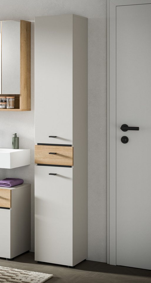 welltime Hochschrank VANN, Höhe 191cm, 2 Türen, 1 Schubkasten, Türanschlag wechselbar (individuell mit weiteren Artikel der Serie VANN kombinierbar) Universalsc – Bild 2 von 5
