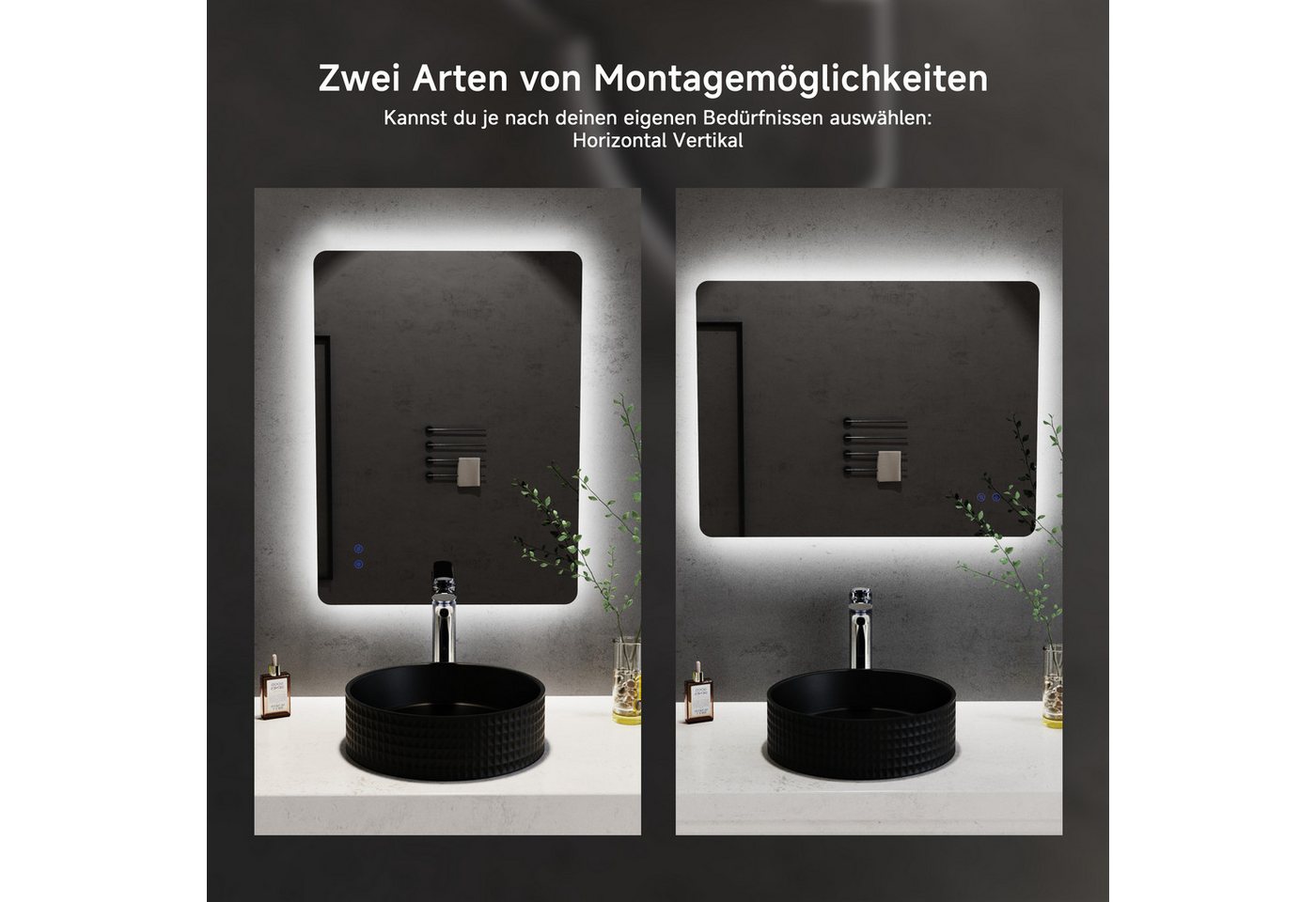 welltime LED-Lichtspiegel Toledo eckig, Spiegel mit LED Beleuchtung, Badspiegel, mit Anti-Fog Beschichtung – Bild 2 von 5