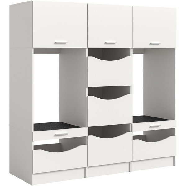 welltime Mehrzweckschrank-Set FALAS, 3-teilig, Hauswirtschaftsraum Set, Breite 192 cm, (Set, 3-St., bestehend aus: 2x Waschmaschinenumbauschrank und 1x Wäschesc