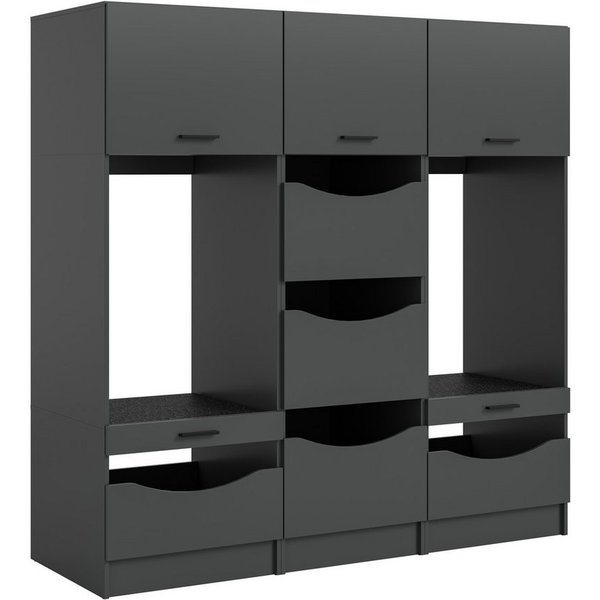 welltime Mehrzweckschrank-Set FALAS, 3-teilig, Hauswirtschaftsraum Set, Breite 192 cm, (Set, 3-St., bestehend aus: 2x Waschmaschinenumbauschrank und 1x Wäschesc