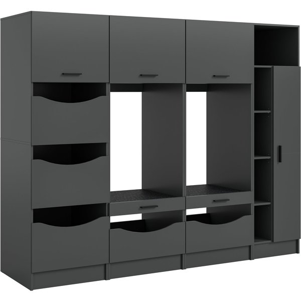 welltime Mehrzweckschrank-Set FALAS, 4-teilig, Hauswirtschaftsraum Set, Breite 242 cm, (Set, 4-St., 2x Waschmaschinenumbauschrank, 1x Wäscheschrank & 1x Mehrzwe