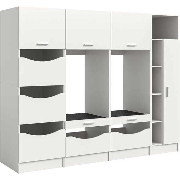 welltime Mehrzweckschrank-Set FALAS, 4-teilig, Hauswirtschaftsraum Set, Breite 242 cm, (Set, 4-St., 2x Waschmaschinenumbauschrank, 1x Wäscheschrank & 1x Mehrzwe