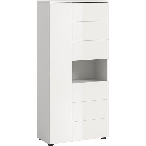 welltime Midischrank BIEL, Höhe 133 cm, 3 Türen, 1 offenes Fach (1-St) Türanschlag wechselbar, modernes Design, Badschrank, Unterschrank, Bad