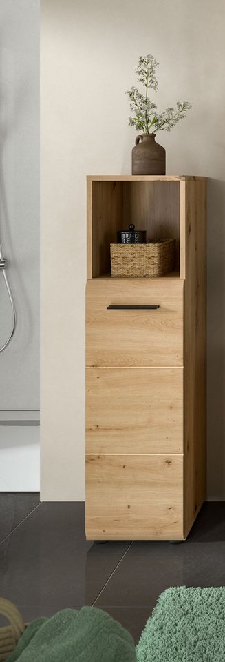welltime Midischrank FLORENZ, Höhe 110 cm, 1 Tür, 2 Fachböden, 1 offenes Fach (1-St., TOPSELLER) Türanschlag wechselbar, hochwertige MDF Front, Badschrank, Bad – Bild 2 von 5
