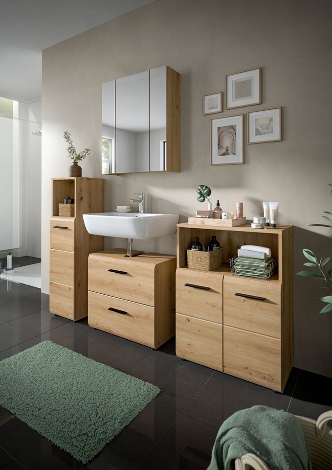 welltime Midischrank FLORENZ, Höhe 110 cm, 1 Tür, 2 Fachböden, 1 offenes Fach (1-St., TOPSELLER) Türanschlag wechselbar, hochwertige MDF Front, Badschrank, Bad – Bild 5 von 5