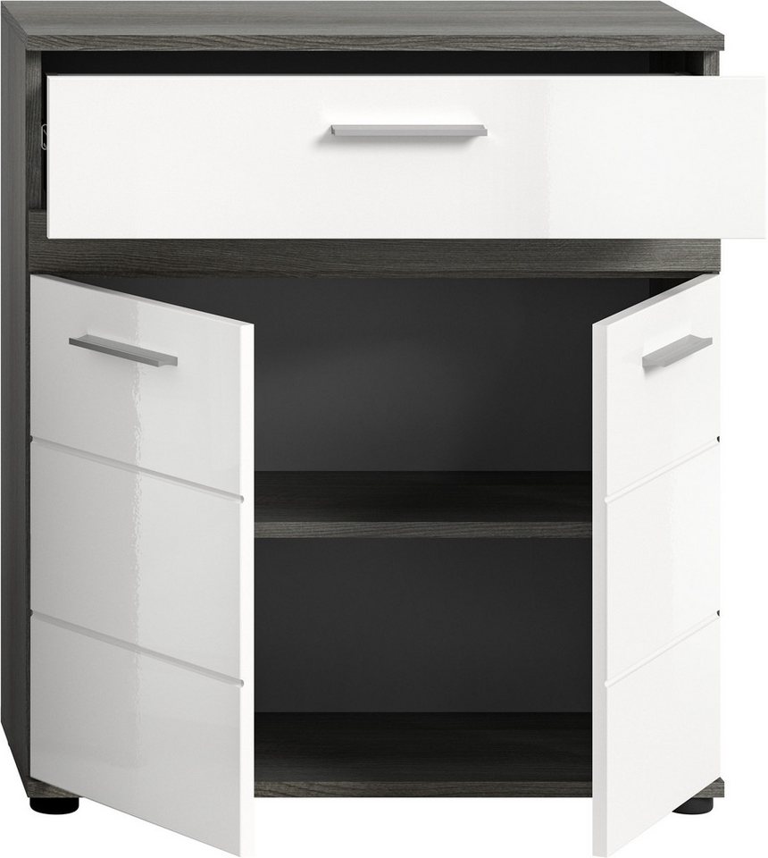 welltime Midischrank LUCCA, Höhe 79 cm, 2 Türen, 1 Schubkasten, 1 Einlegeboden Badschrank, Bad-Möbel, Badezimmer – Bild 4 von 5