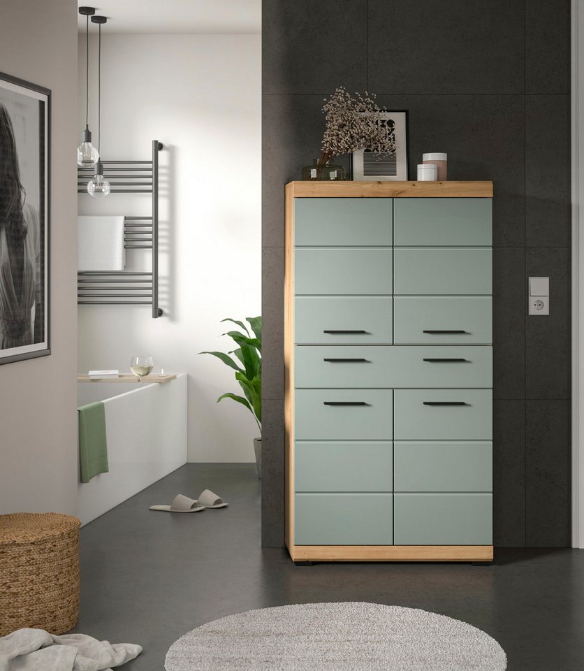 welltime Midischrank SIENA, Breite 74cm, 4 Türen, 1 Schubkasten, 4 Fächer, MDF-Front (TOPSELLER) in verschiedenen Farben erhältlich, Badmöbel, Badschrank, Schra – Bild 2 von 5