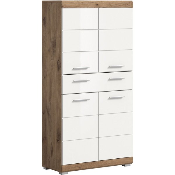 welltime Midischrank SIENA, Breite 74cm, 4 Türen, 1 Schubkasten, 4 Fächer, MDF-Front (TOPSELLER) in verschiedenen Farben erhältlich, Badmöbel, Badschrank, Schra