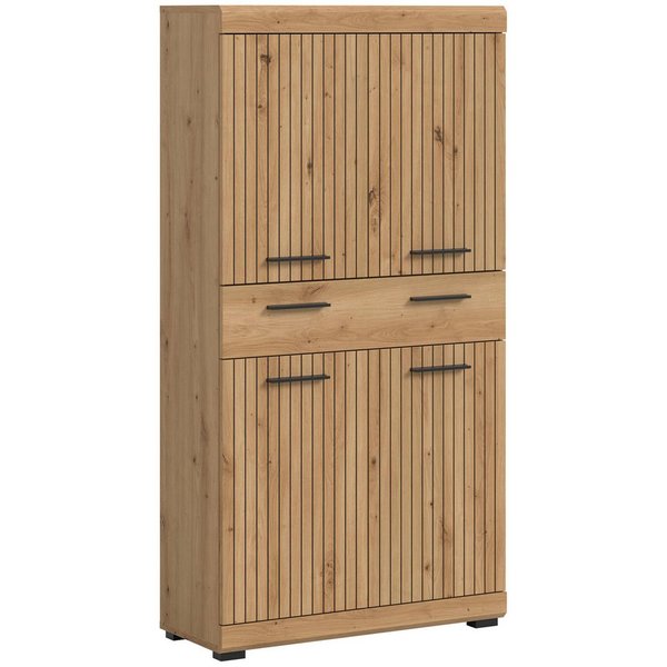 welltime Midischrank SIENA, Breite 74cm, 4 Türen, 1 Schubkasten, 4 Fächer, MDF-Front (TOPSELLER) in verschiedenen Farben erhältlich, Badmöbel, Badschrank, Schra