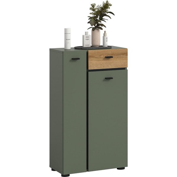 welltime Midischrank VANN, Höhe 91cm, 2 Türen, 1 Schubkasten, 7 Fächer, viel Stauraum (individuell mit weiteren Artikel der Serie VANN kombinierbar) Standschran