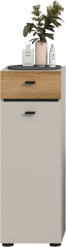 welltime Midischrank VANN, Höhe 91cm, 1 Tür, 1 Schubkasten, 3 Fächer,Türanschlag wechselbar (individuell mit weiteren Artikel der Serie VANN kombinierbar) Stand – Bild 3 von 5