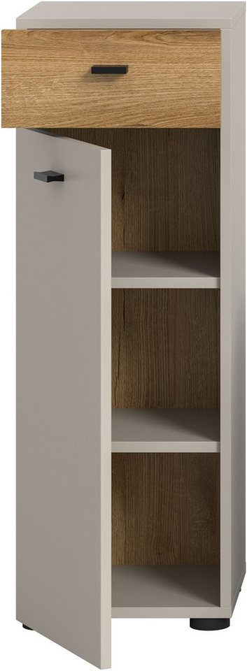 welltime Midischrank VANN, Höhe 91cm, 1 Tür, 1 Schubkasten, 3 Fächer,Türanschlag wechselbar (individuell mit weiteren Artikel der Serie VANN kombinierbar) Stand – Bild 4 von 5