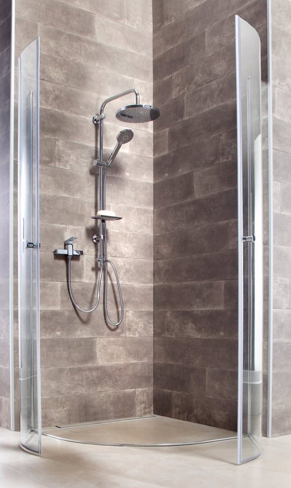 welltime Runddusche Florenz, BxT: 90x90 cm, Einscheibensicherheitsglas, Hebe-Senk-Mechanismus, barrierefrei einbaubar, mit Drehtüren – Bild 2 von 4