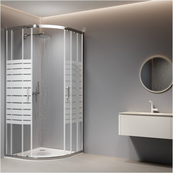 welltime Runddusche New Trento mit Streifendekor, BxT: 90x90 cm, Einscheibensicherheitsglas, Extrahohe 195cm, 6mm ESG, verbessertes Rollensystem, Streifendekor