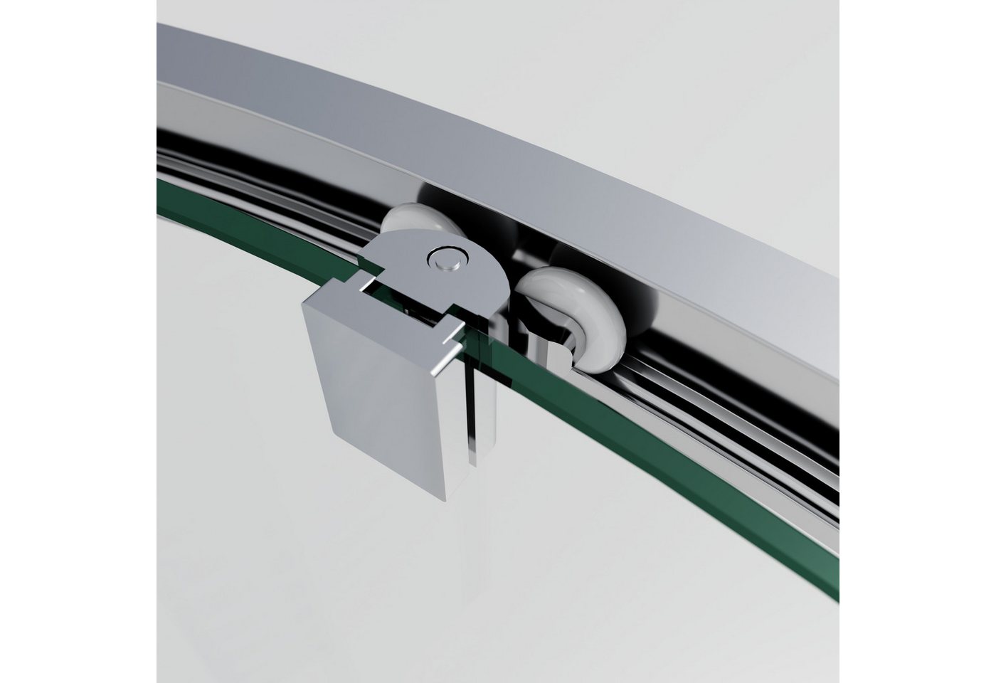 welltime Runddusche New Trento mit Streifendekor, BxT: 80x80 cm, Einscheibensicherheitsglas, Extrahohe 195cm, 6mm ESG, verbessertes Rollensystem, Streifendekor – Bild 5 von 5