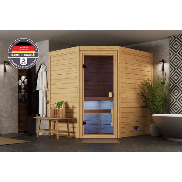 welltime Sauna Lohja, BxTxH: 196 x 170 x 202 cm, 28 mm, (Spar-Set) verschiedene Varianten