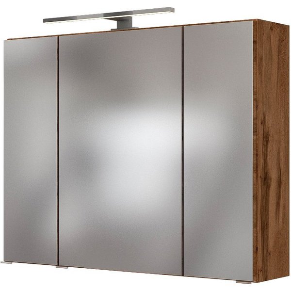welltime Spiegelschrank Baabe Breite 80 cm, mit 3D-Effekt, dank 3 Spiegeltüren
