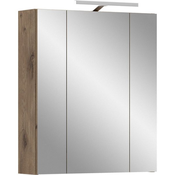 welltime Spiegelschrank FLORENZ, inkl. Beleuchtung, Breite 60 cm, 3 Spiegeltüren (TOPSELLER) in verschiedenen Farben erhältlich, Badmöbel, Badschrank, Schrank, 