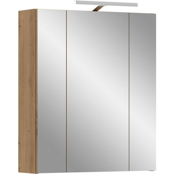 welltime Spiegelschrank FLORENZ, inkl. Beleuchtung, Breite 60 cm, 3 Spiegeltüren (TOPSELLER) in verschiedenen Farben erhältlich, Badmöbel, Badschrank, Schrank, 
