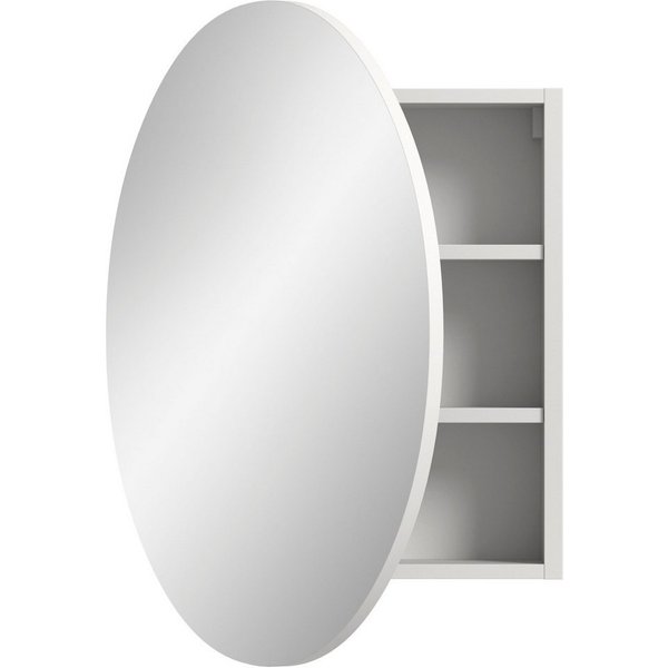 welltime Spiegelschrank Litica, rund Ø 70cm, 1 Spiegeltür, 2 Einlegeböden Spiegel, Bad Schrank, Hängeschrank