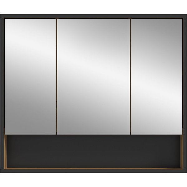welltime Spiegelschrank LOCRI, Höhe 68 cm, 3 Spiegeltüren, 3 Einlegeböden, 1 offenes Fach (1-St., viel Stauraum, für perfekte Organisation) Badmöbel, Badschrank