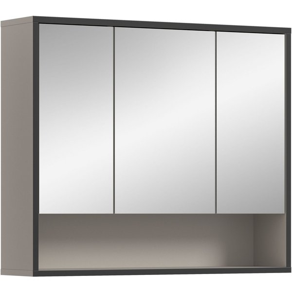 welltime Spiegelschrank LOCRI, Höhe 68 cm, 3 Spiegeltüren, 3 Einlegeböden, 1 offenes Fach (1-St., viel Stauraum, für perfekte Organisation) Badmöbel, Badschrank