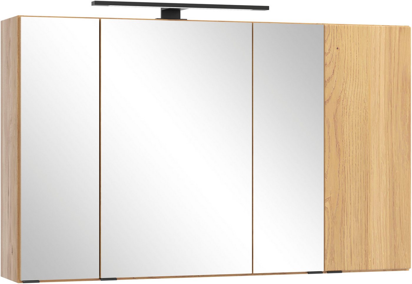 welltime Spiegelschrank MAILAND, gedämpfte Scharniere, LED-Aufbauleuchte (Maße (B/H/T): ca. 105/64/20 cm) Wildeiche, LED-Aufbauleuchte, gedämpfte Scharniere – Bild 3 von 5