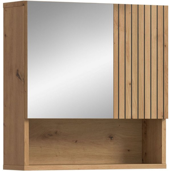 welltime Spiegelschrank MANI, Spiegeltür, 1 offenes Fach, 2 Türen Spiegelschrank, Bad-Spiegel, Badezimmerspiegel, Spiegel, Bad