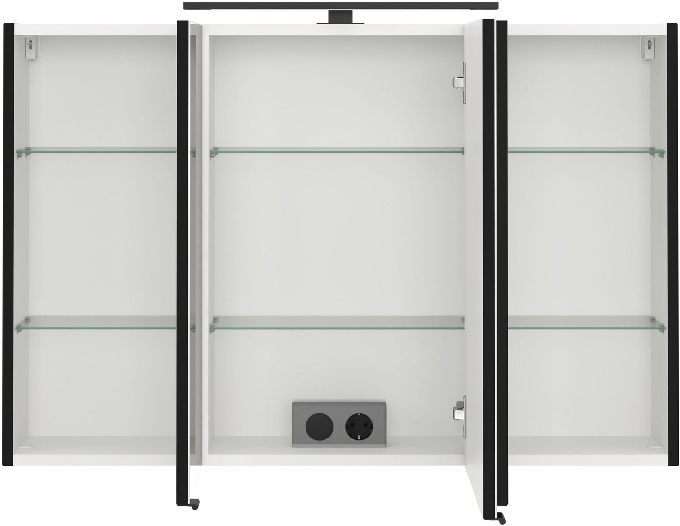 welltime Spiegelschrank SALVADA, 3D-Spiegelschrank 100 cm, gedämpfte Scharniere, LED-Lampe Schwarz, Front und Korpus aus hochwertigen MDF, Anti-Finger-Print – Bild 5 von 5