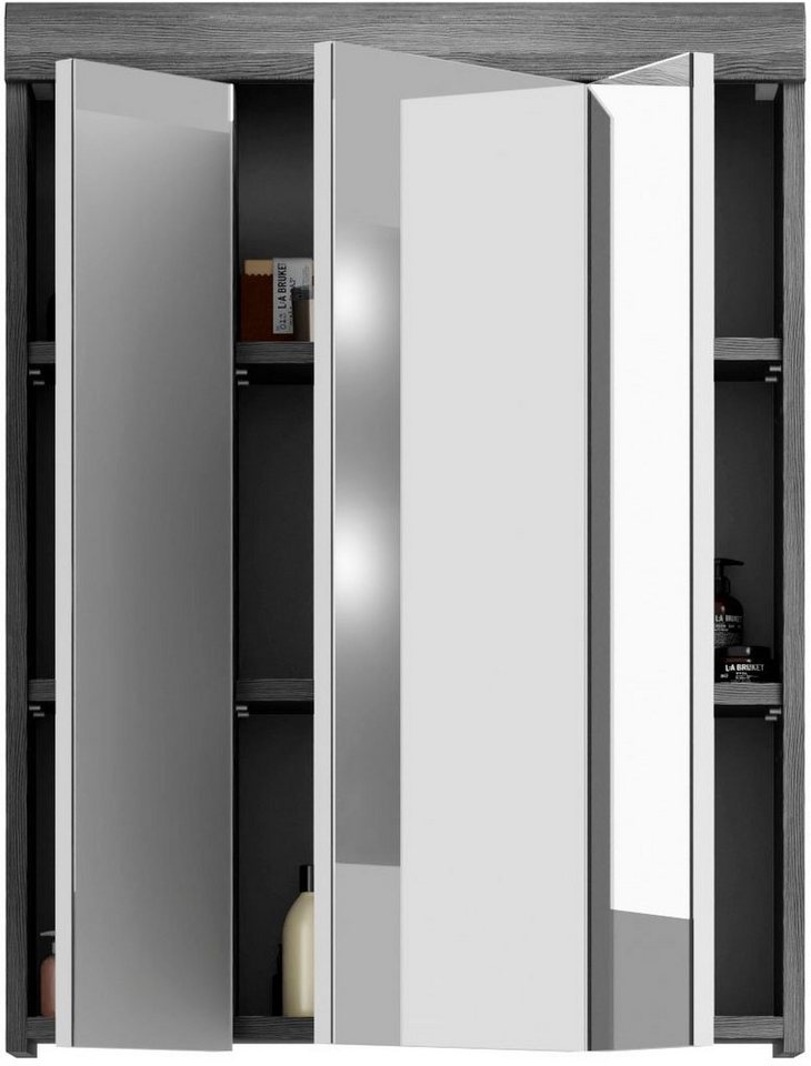 welltime Spiegelschrank SIENA, Breite 60cm, 3 Spiegeltüren, 9 Fächer, 6 Einlegeböden (TOPSELLER) in verschiedenen Farben erhältlich, Badmöbel, Badschrank, Schra – Bild 5 von 5