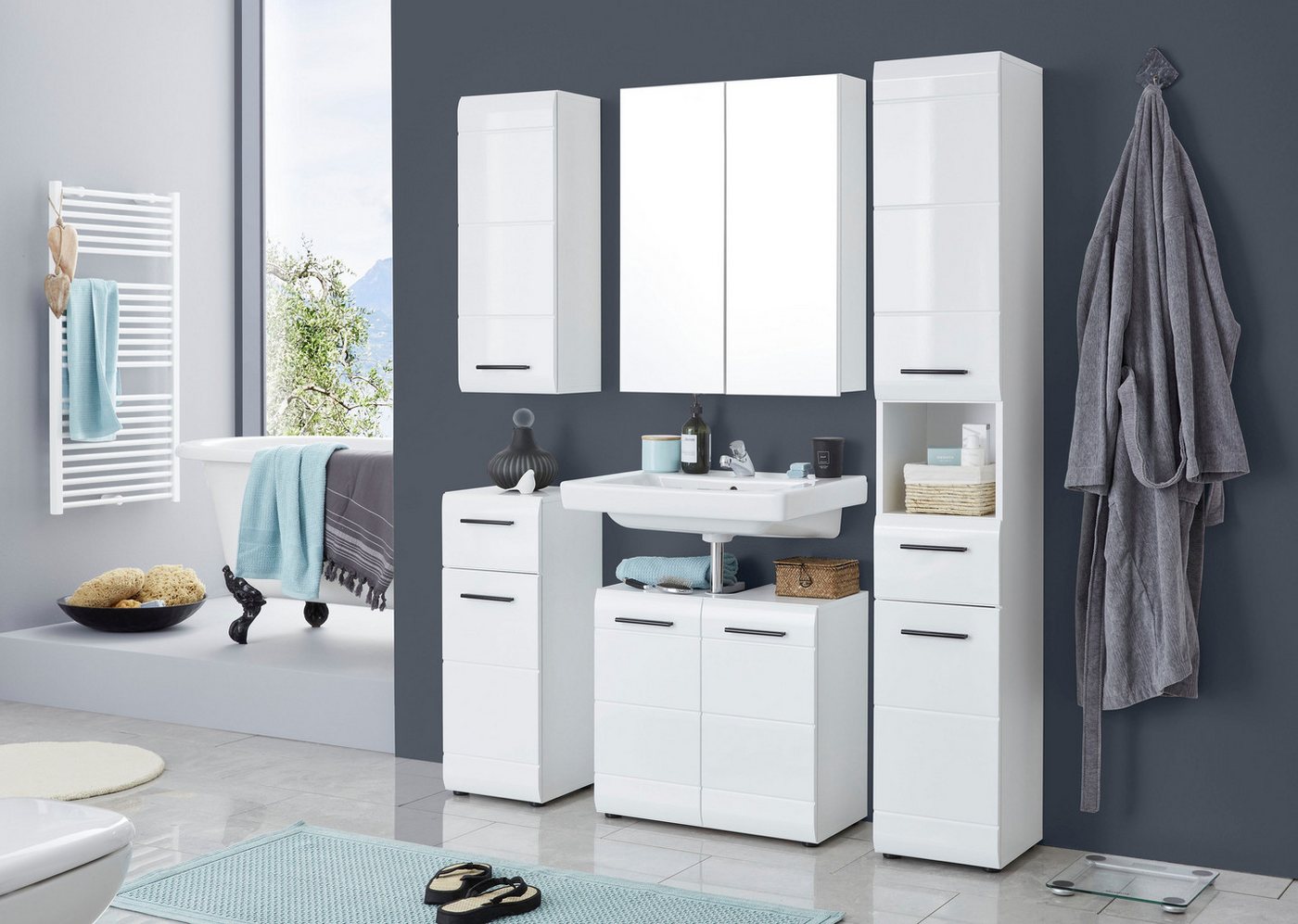 welltime Spiegelschrank Sovana Badschrank wahlweise mit oder ohne Beleuchtung - (B/T/H) 60/18/67 cm – Bild 2 von 5