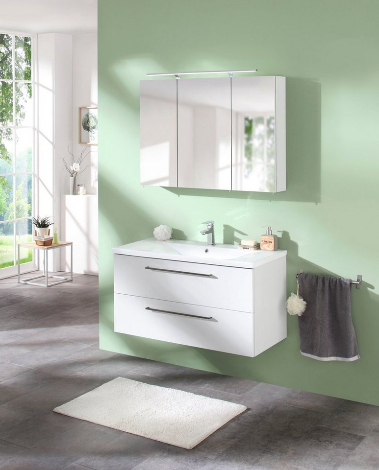 welltime Spiegelschrank Torino, Spiegelschrank, Made in Germany, B: 100 cm Solide Verarbeitung - Dieses Produkt ist in Deutschland gefertigt – Bild 2 von 5
