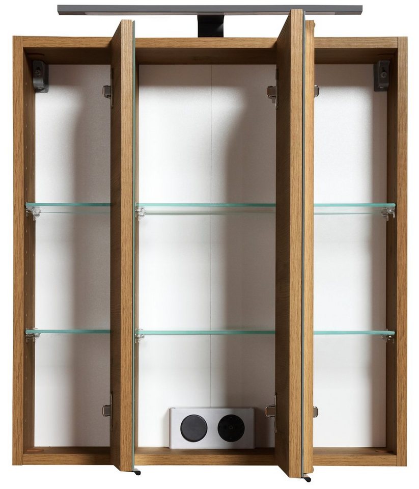 welltime Spiegelschrank Trento, verschiedene Ausführungen und Farben Breite 60 cm, mit 3D-Effekt, Spiegeltüren, Inklusive LED-Beleuchtung – Bild 4 von 5