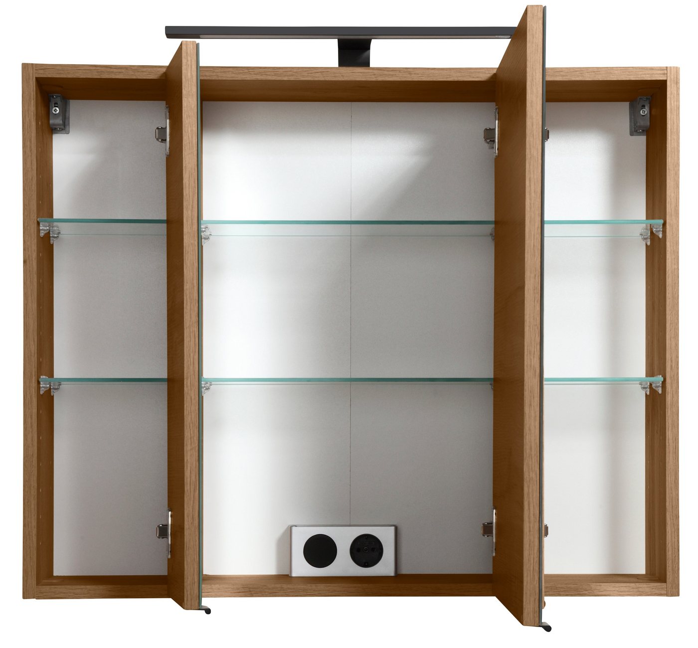 welltime Spiegelschrank Trento, verschiedene Ausführungen und Farben Breite 80 cm, mit 3D-Effekt, Spiegeltüren, Inklusive LED-Beleuchtung – Bild 4 von 5