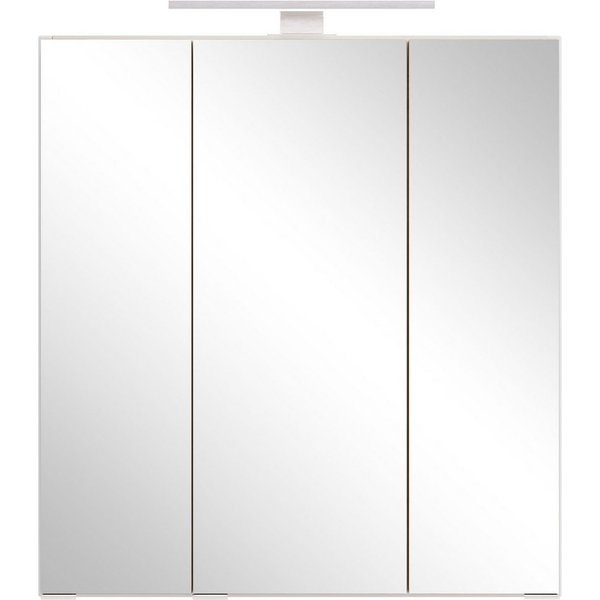 welltime Spiegelschrank TRIENT, 3D-Spiegelschrank 60 cm, gedämpfte Scharniere (Maße (B/H/T): ca. 60/64/20 cm) matt weiß/Wildeiche, gedämpfte Scharniere