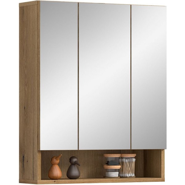 welltime Spiegelschrank VANN, Breite 60cm, 3 Spiegeltüren, 10 Fächer, viel Stauraum (individuell mit weiteren Artikel der Serie VANN kombinierbar) Spiegel, Schr