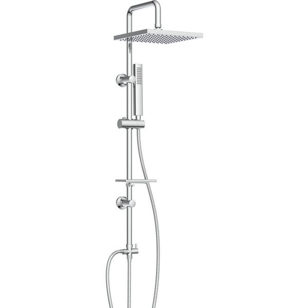 welltime Stangenbrause-Set LINA, Höhe 105 cm, 1 Strahlart(en), Überkopfbrause mit Seifenablage, 20 cm Kantenlänge.