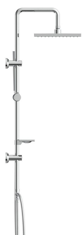 welltime Stangenbrause-Set LINA, Höhe 105 cm, 1 Strahlart(en), Überkopfbrause mit Seifenablage, 20 cm Kantenlänge. – Bild 3 von 5