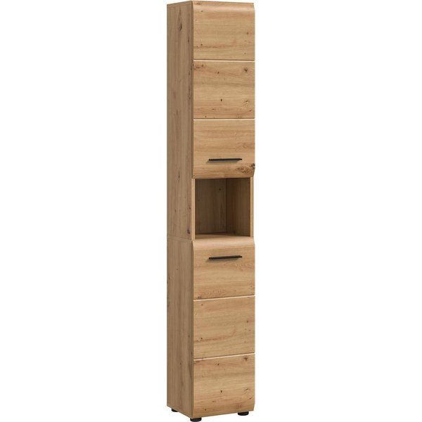 welltime Stauraumschrank FLORENZ, Höhe 185cm, 2 Türen, 7 Fächer, 4 Einlegeböden (1-St., TOPSELLER) Florenz, Badschrank hoch, Artisan Oak NB, 185 cm Hoch