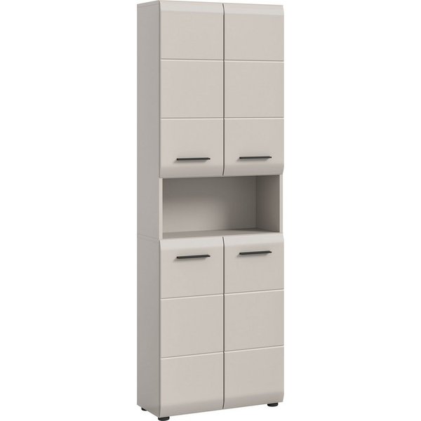 welltime Stauraumschrank FLORENZ, Höhe 185 cm, 4 oder 6 Türen, viel Stauraum (1-St., TOPSELLER) hochwertige MDF Front, Griff schwarz, Badschrank, Bad