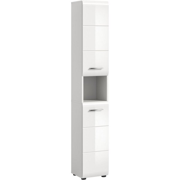 welltime Stauraumschrank FLORENZ, Höhe 185cm, 2 Türen, 7 Fächer, 4 Einlegeböden (1-St., TOPSELLER) Florenz, Hochschrank, Weiß Hochglanz Tiefzieh, 185 cm hoch, B