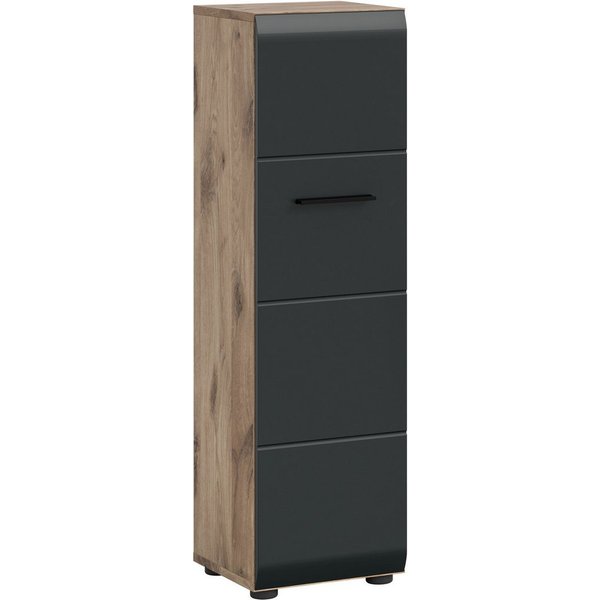 welltime Stauraumschrank FLORENZ, Höhe 106 cm, 1 Tür, 4 Fächer, stehend & hängend montierbar (1-St., TOPSELLER) Türanschlag wechselbar, hochwertige MDF Front, B