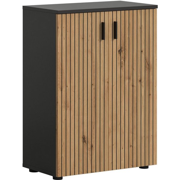 welltime Stauraumschrank MANI, Höhe: 81 cm, Paneeloptik, 2 Türen, 3 Fächer (1-St) Badezimmerschrank, Badschrank, Bad, Badezimmer